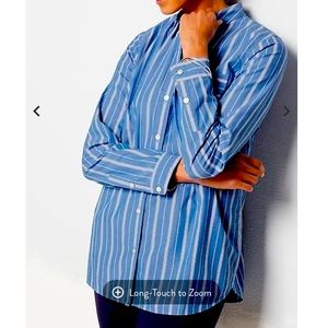 EUC. J. Jill TXL One-Pocket Button-Front Shirt (blue opal/white)